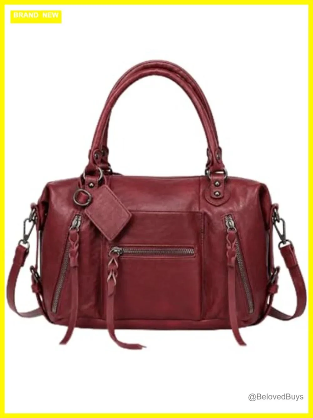Vegan Leather Hobo Tote Bag with Adjustable Dual Straps